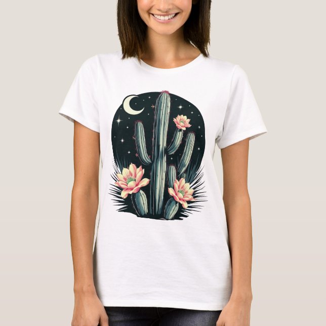 Camiseta Flor de Cacto Noturno (Frente)