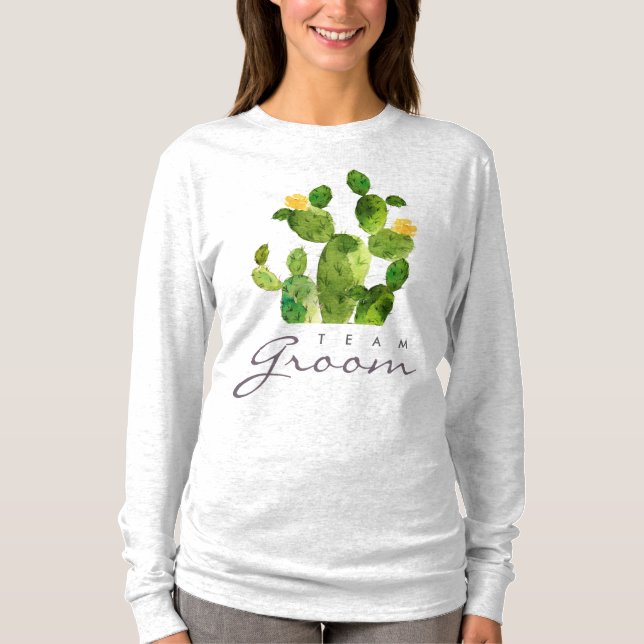CAMISETA FLOR DE CACTUS DE DESERTA DE ÁGUA VERDE DE GRÃO DE (Frente)