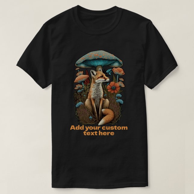 Camiseta Flor de Campo Cute Fox Mushroom, Raposa, Amantes d (Frente do Design)
