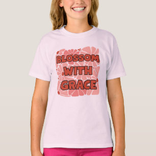 Camiseta flor de campo rosa floresce com graça