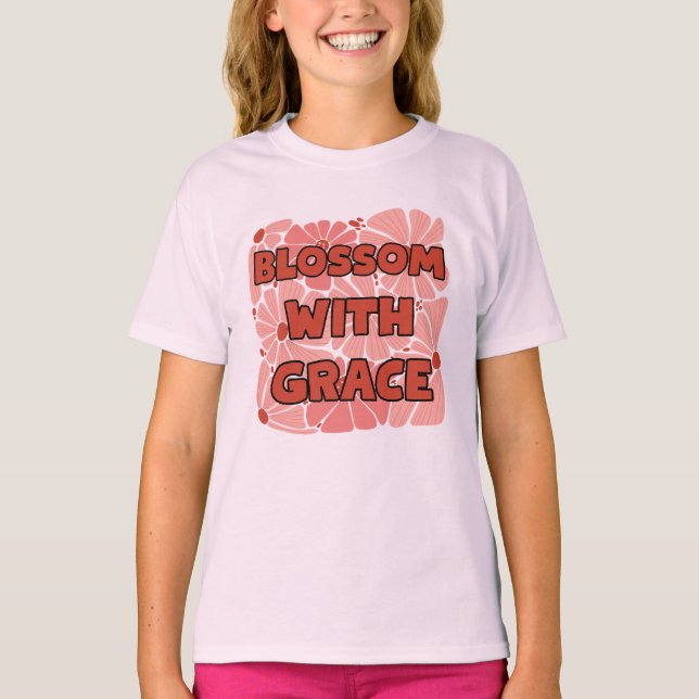 Camiseta flor de campo rosa floresce com graça (Frente)
