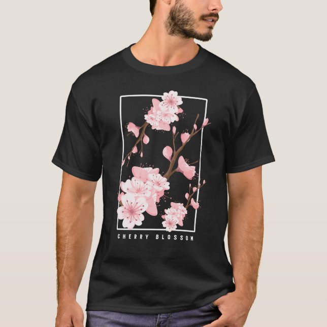 Camiseta Flor de Cereja de Vaporwave Aestética Japonês (Frente)