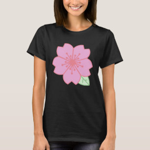 Camiseta Flor de Cereja Rosa-Rosa Simples para Mulheres par