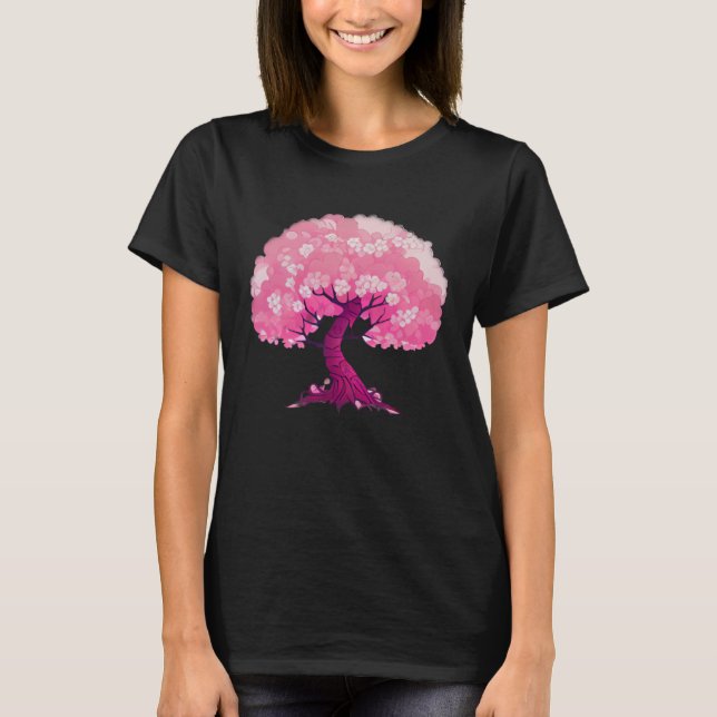 Camiseta Flor de cereja-viva cor-de-rosa (Frente)