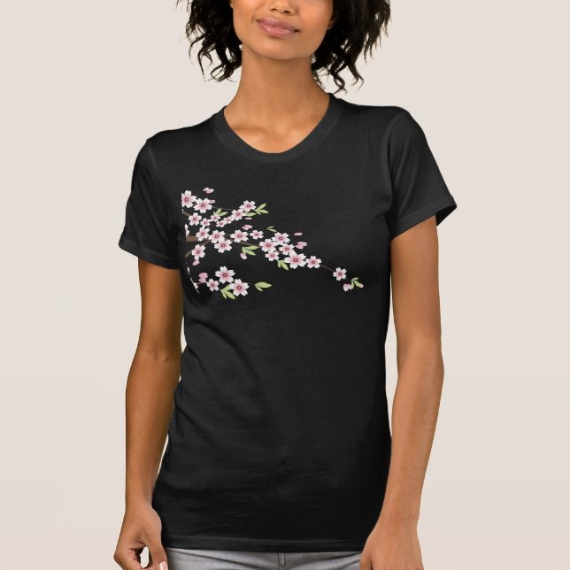 Camiseta Flor de cerejeira cor-de-rosa macia (Frente)