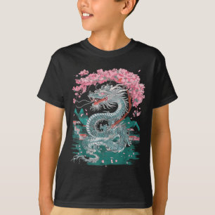 Camiseta Flor de Cerejeira Dragão Chinês Ano Novo Chinês 20