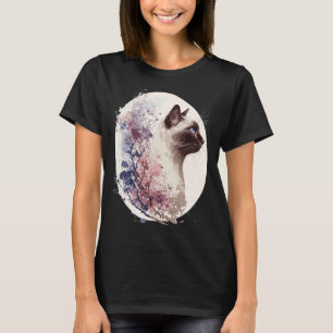 Camiseta Flor de Cerejeira Japonesa Raça de Gato Siamesa Sa