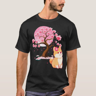 Camiseta Flor de Cerejeira Japonesa Shiba Inu Sakura