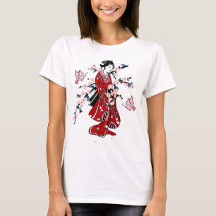 Camiseta Flor de cerejeira - t-shirt da borboleta 2 da