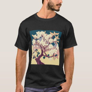 Camiseta Flor de Cerejeira Vintage Sakura Arte Japonês Anim