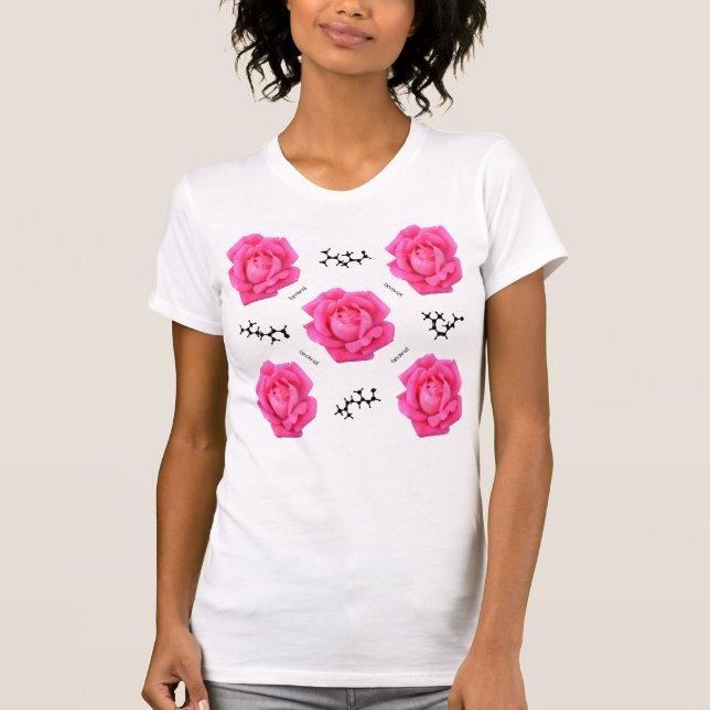 Camiseta Flor de Ciência da Química Rosa Rosa Rosa Rosa Ros (Frente)