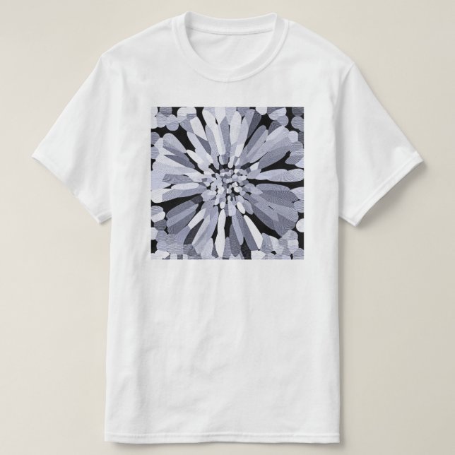 Camiseta Flor de Confetti em Preto e Branco (Frente do Design)