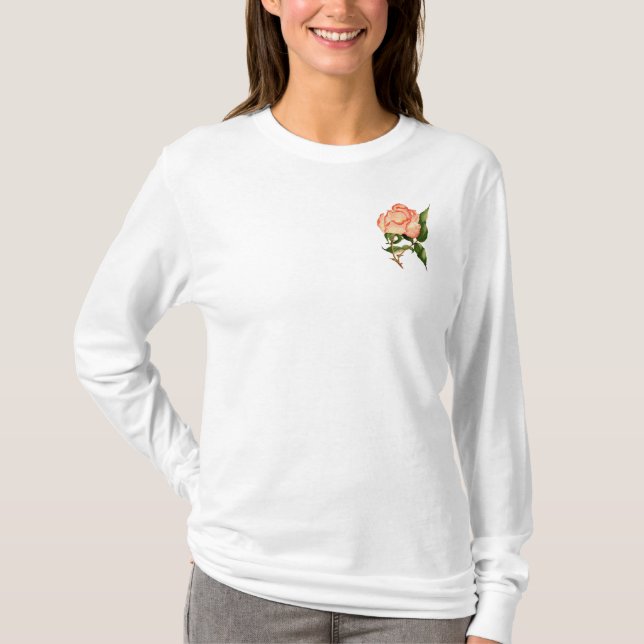 Camiseta flor de cor rosa de pêssego (Frente)
