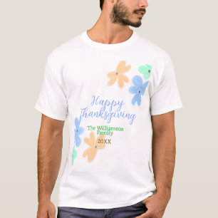 Camiseta Flor de cor verde-laranja-azul invernoObrigado