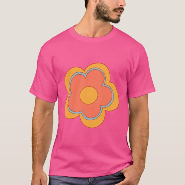 Camiseta Flor de Cosmos Psicodélico Linhado (Frente)