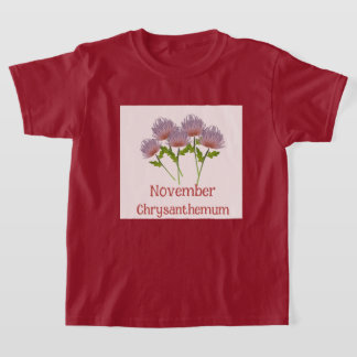 Camiseta Flor de Crisântemo de Aniversário de Crianças em N