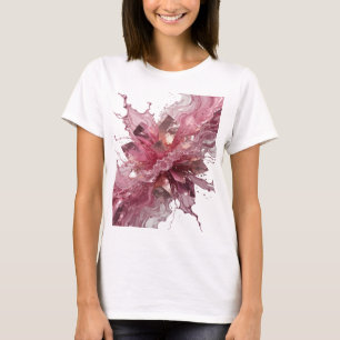 CAMISETA FLOR DE CRISTAL PRATEADA COM RESPINGOS DE LÍQUIDO