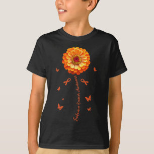 Camiseta Flor de Fita Laranja Conscientização Leucemia Cânc