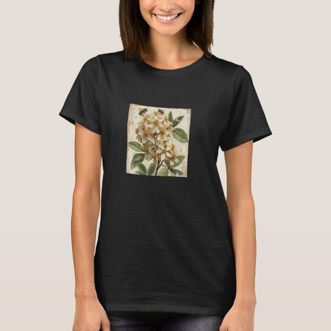 Camiseta Flor De Flor De Elderfloré Borrando Com Abelhas Em (Frente)
