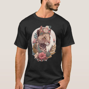Camiseta Flor de Flor de Ocelot com Cadeado de Aquarela