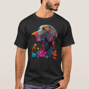 Camiseta Flor de Flor de Verão Floral Weimaraner 2
