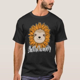 Camiseta Flor-de-flor-preguiçoso Animal-preguiçoso