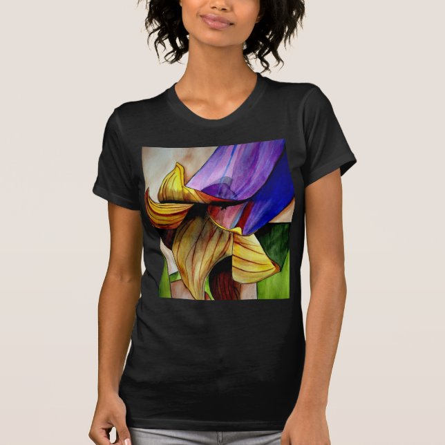 Camiseta Flor de Fritillária roxa arte original aquarela (Frente)