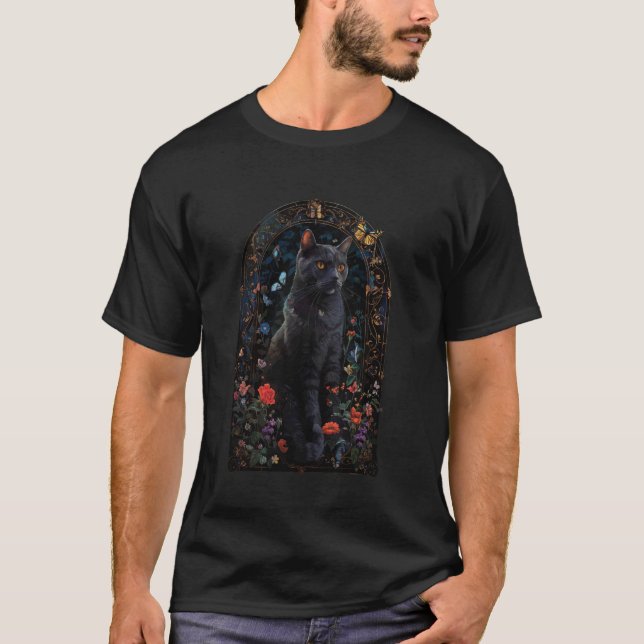 Camiseta Flor de Gato Azul Russo (Frente)