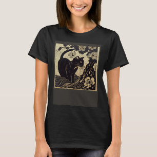 Camiseta Flor de Gato Preto Derramando Água