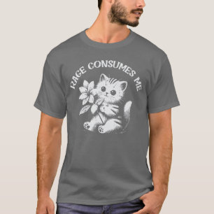 Camiseta Flor de Gato Raiva Me Consome Frase Engraçada Gati