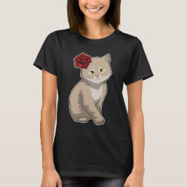 Camiseta Flor de Gato Rosa