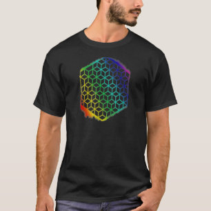 Camiseta Flor De Geometria Sagrada Dos Cubos De Vida