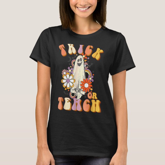 Camiseta Flor De Halloween De Professores De Pista Ou De En (Frente)