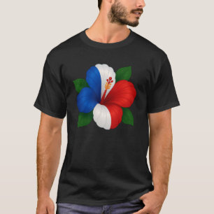 Camiseta Flor de Hibisco Bandeira da França Floral Meninos 