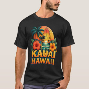 Camiseta Flor de Hibisco de Kauai Havaí Surfando Havaiano