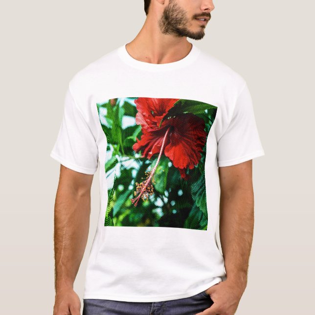 Camiseta Flor de Hibisco Vermelha (Frente)