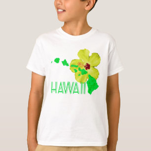 Camiseta Flor de Hibiscus Ilha do Havaí Verde
