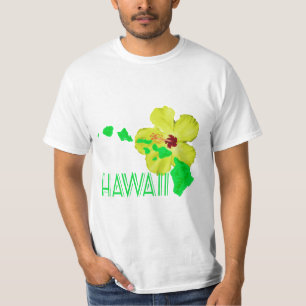 Camiseta Flor de Hibiscus Ilha do Havaí Verde