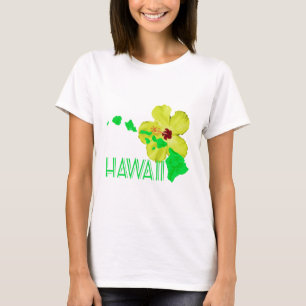 Camiseta Flor de Hibiscus Ilha do Havaí Verde