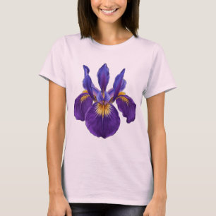 Camiseta Flor de Íris Roxa Aquarela Bo