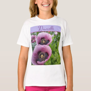Camiseta Flor de Lilás Roxo Nome de Meninas Aniversário