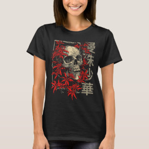 Camiseta Flor de Lírio de Aranha Vermelha Caveira Esqueleto