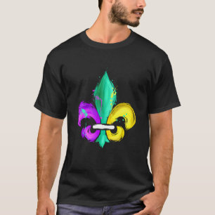 Camiseta Flor De Lis, Ouro E Verde Púrpura, Pintado Para M