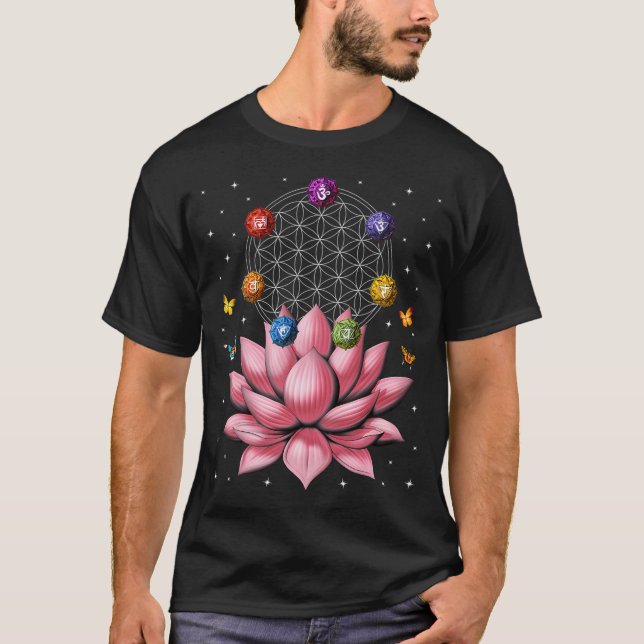 Camiseta Flor de Lótus Chakras da Vida (Frente)