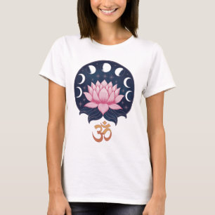 Camiseta Flor de Lótus Fases da Lua Zen Amante do Yoga Espi
