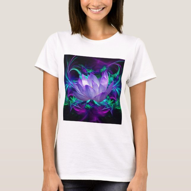 Camiseta Flor de lótus púrpura e seu significado (Frente)