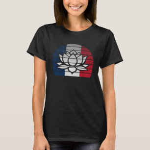 Camiseta Flor de lótus retro budista França Bandeira France