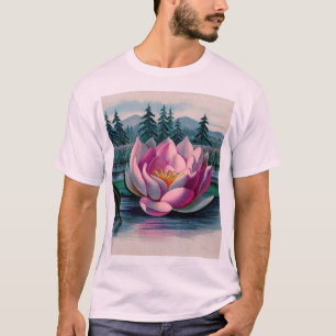 Camiseta Flor de Lotus Rosa Vintage