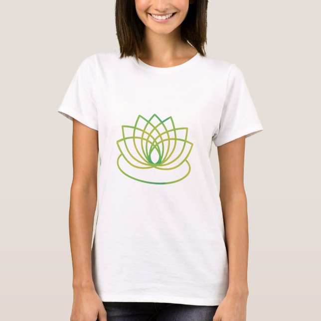 Camiseta Flor de Lotus Verde e Amarelo (Frente)