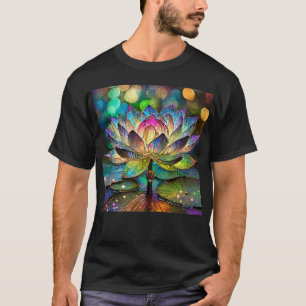 Camiseta Flor de Lótus Vibrante em Vidro Pintado